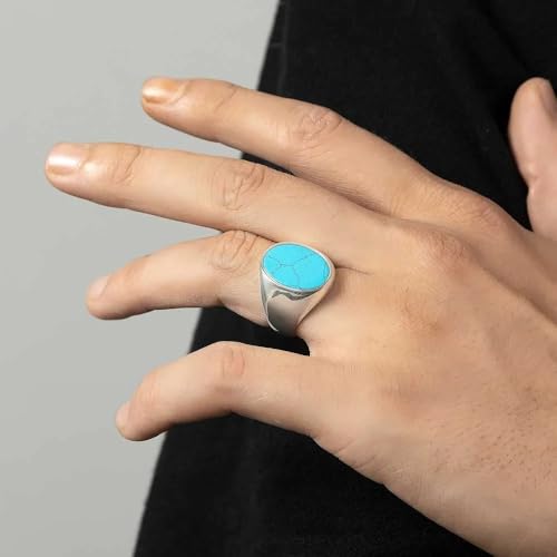 Turquoise Men’s Ring 925 Men’s Silver Turquoise Ring Handmade Gemstones Ring for Mens and Womens turquoise ring for men2