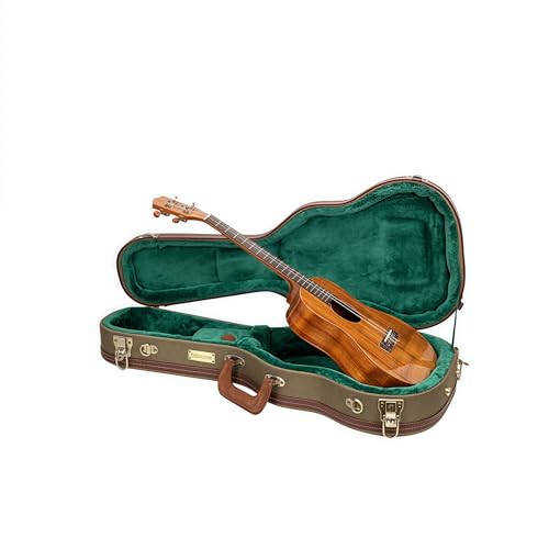 Crossrock Master Series Tenor Ukulele Case for 27'' Large Body | Olive Green Eco Tweed Fabric, Re-Engineered Shell, Backpack Straps & Leather Handle (CRW720TUOG)