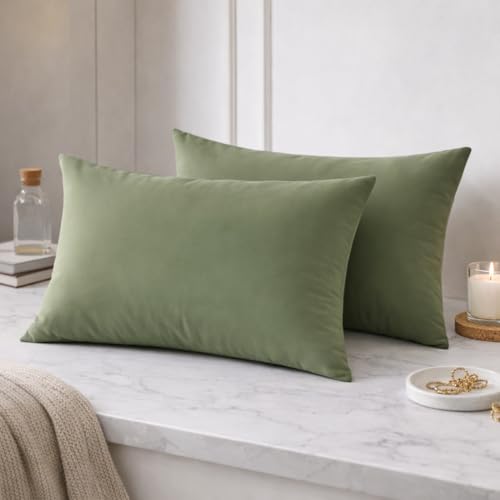 Image of 400TC Cotton Feel Glace Cotton Double Bed Elastic Fitted Bedsheet King Size Set || Includes 1 Solid Plain Fitted Bedsheet King Size with 2 Pillow Covers (78 x 72 Inches, Mist Green)