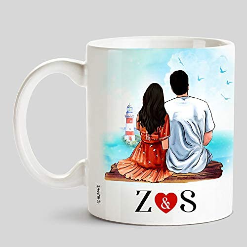 Buy Huppme Couple Name Initials Z & S White Ceramic Coffee Mug
