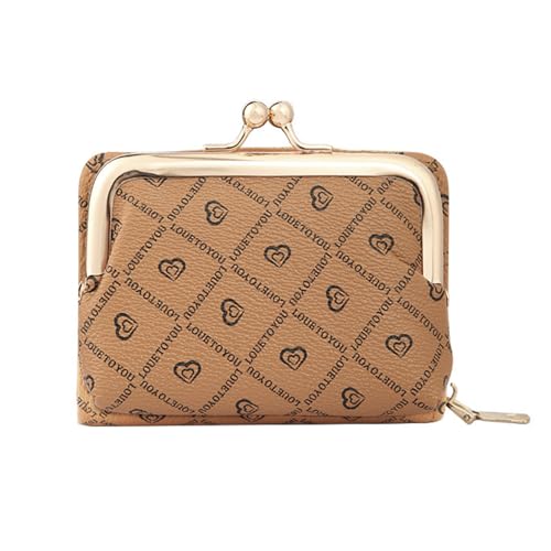 Women purse brown Short zipper wallet card holder large capacity coin holder for women