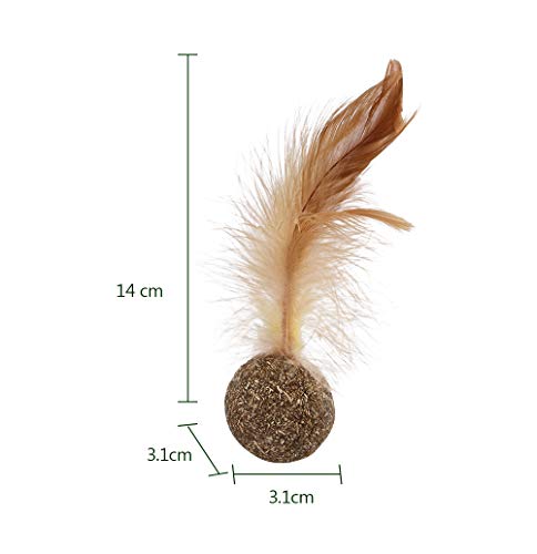 Baugger - Natural catnip hortelã bola bola gato tratar bola de penas bola de brinquedo scratcher bol