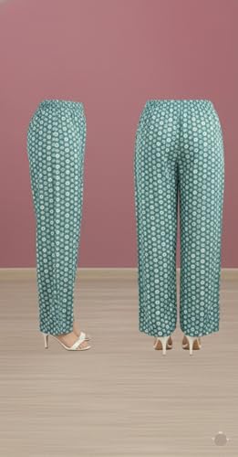 Image of Set of Combo Trouser and Pants for Girls and Women's Relaxed Fit Stretchable Regular Fit Palazzos Lightweight Elastic Waistband Bottoms for Daliy Office & Casual Wear
