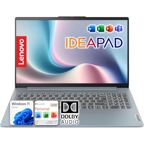 Image of Lenovo IdeaPad Slim 3i 15.6 inch FHD Laptop with Microsoft 365 Included | 8GB DDR5 RAM | 128GB SSD| WiFi 6 | Dolby Audio | HDMI & SD Card Reader | Win 11 | Portable for Work & Study