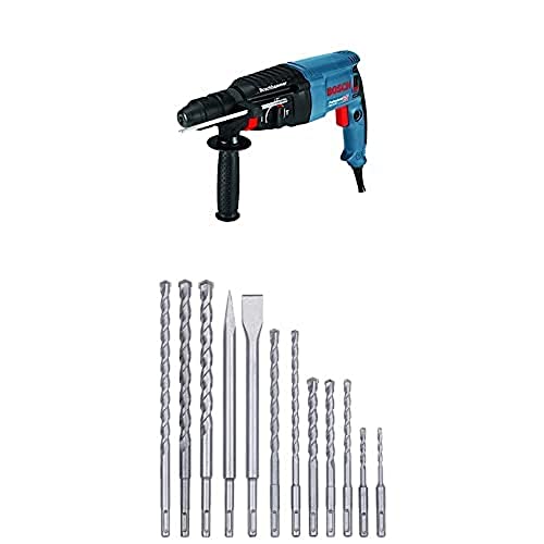 Bosch Professional Bohrhammer GBH 2-26 F (830 Watt, Wechselfutter SDS-plus, Schlagenergie: 2,7 J, im Koffer) inkl. Bohrer und Meißel-Set