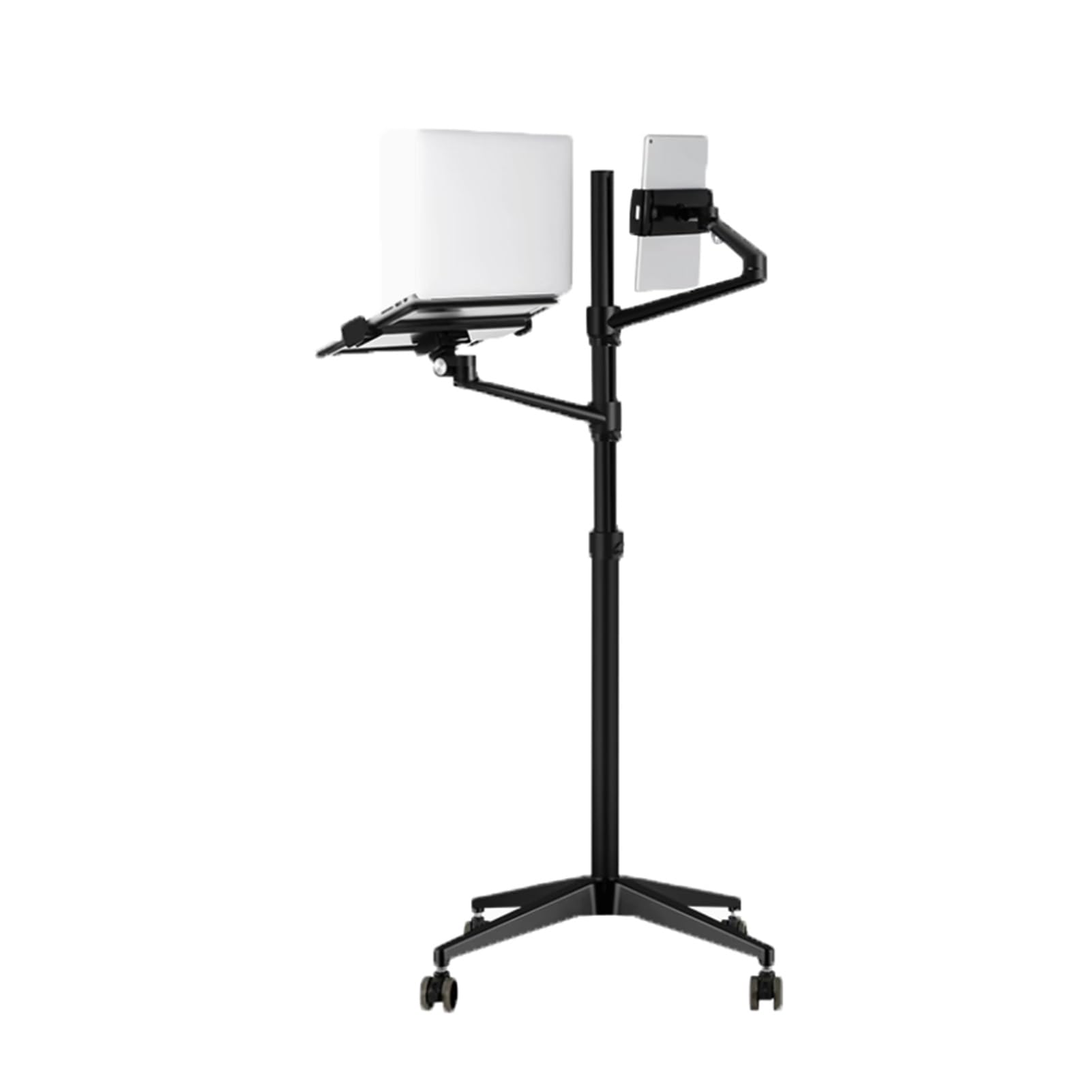 Laptop Floor Stand Aluminum Alloy Movable Computer Shelf Adjustable Standing Workbench for Home Outdoor and Office Black
