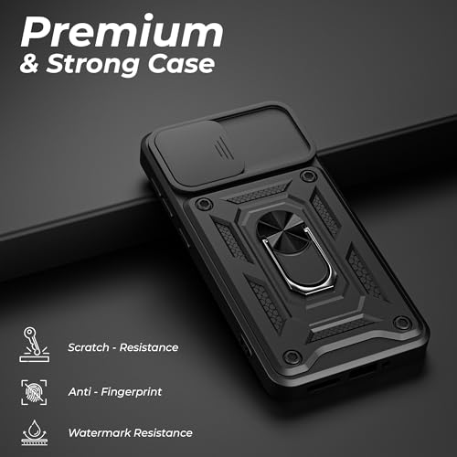 Image of A rtistque Armor Bumper Back Case Cover for OnePlus 13S | Stylish Ring Holder & Inbuilt Stand | Sliding Camera Cover | Shockproof TPU Protective Design | Oneplus 13s Back Cover - Black
