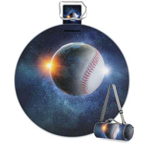 Shimoshe Galactic Baseball Picnic Outdoor Blanket Foldable Waterproof Sandproof Beach Blanket Portable Water-Resistant Round Picnic Mat for Travel Camping Park Lawn