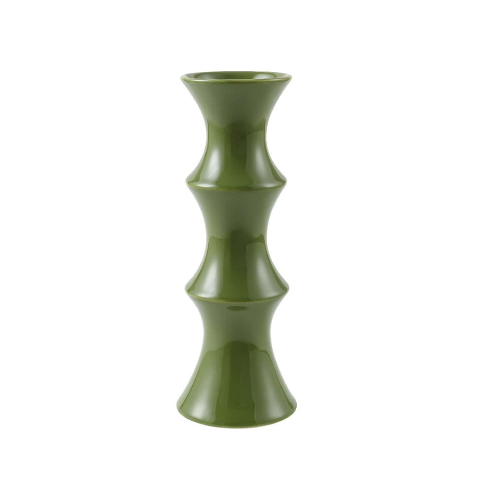 Geometric Vases Ceramic Vase Home Decoration Room Hydroponic Flower Decor Joyful Vases Arrangement(7 * 25.5 * 9cm-green)