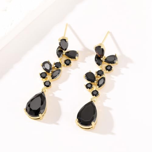 Teardrop Wedding Bridal Dangle Earrings for Brides Birdesmaid,Crystal Cubic Zirconia Chandelier Dangling Earring Gold/Silver Plated Diamond Drop Earrings for Prom Pageant 5