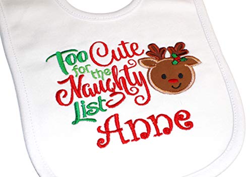 Christmas Reindeer Bib Unisex for Baby Boy or Girl Personalized with Baby Custom Name2