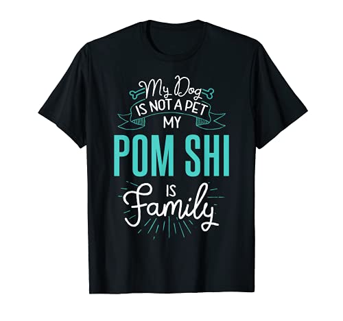 Cute Pom Shi Design Family Dog Giftn T-Shirt, Black