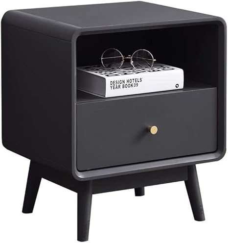 LIYUHOUZUONC Mesita de Noche Mesilla de Noche Mesita de Noche de Madera Maciza for Dormitorio, hogar nórdico, Madera, Simple, Moderno, mesita de Noche, Armario de Almacenamiento, Blanco