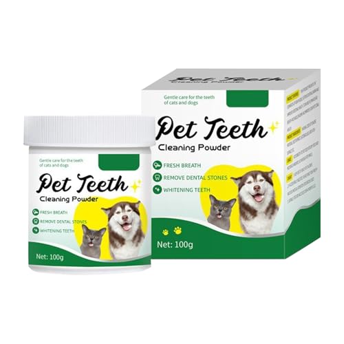 Polvo dental para perros y gatos, limpieza dental y cuidado bucal, antimal aliento y sarro, 100 g