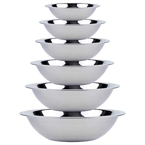 Galashield Stainless Steel Mixing Bowls Set of 6 (.5 qt.75 qt, 1 qt, 2.5 qt, 3 qt, 5 qt)