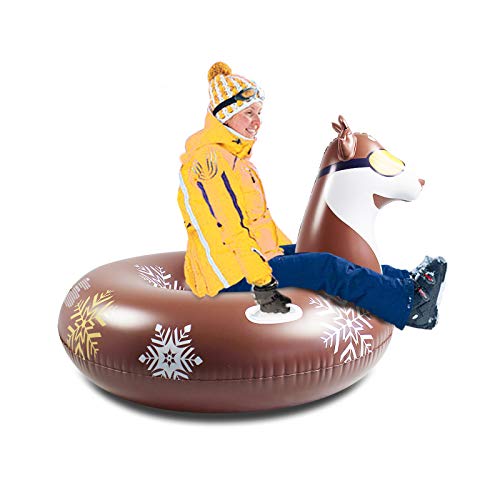 Giant Bear Snow Tube, Inflatable Snow Sleds for Snow Kids Adults Winter Snow Tube with Frontrest 0.6mm Thick Heavy Duty Sledding Float River Ride Tube Sledding Float, 46inch (Multicolor)