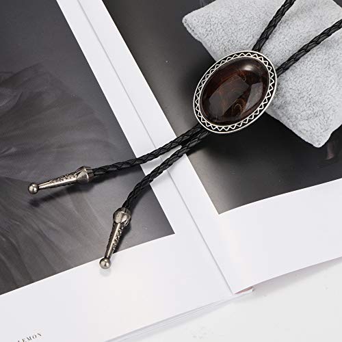 Thunaraz 4Pcs Bolo Tie for Men Leather Necktie Handmade Round Shape Bolo Tie Halloween Costume Accessories Necktie