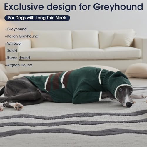 IECOii Windhund Pullover mit Kapuze,Hundepullover,Warmer Italienischer Greyhound Mantel,Whippet Rollkragen Strickpullover,Thermo Hundekleidung,Schlafanzug für Kaltes Wetter,Grün,XS
