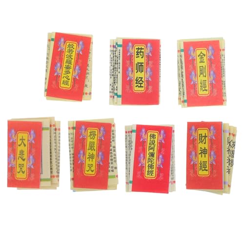 WHAMVOX マイクロ仏教装飾コレクション 7つのユニークな経典 祈りの手 小さな宗教的ディスプレイ マイクロ神聖なテキスト ミニチュア仏教チャーム スピリチュアルなホームデコレーション