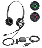 USB Headset with Microphone Noise Cancelling and Volume Controls, Computer PC Headset with Voice...