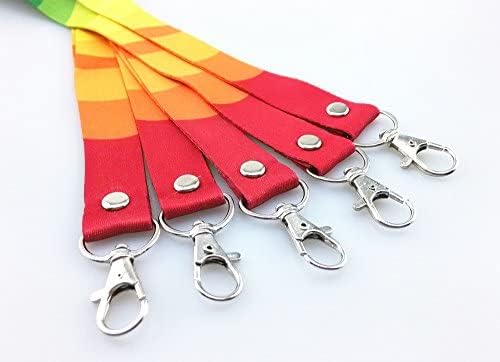 yueton 5pcs Colorful Rainbow Neck Lanyards Straps Strings Cords with Lobster Clasp for ID Tags, Name Card, Business ID Card Holder, Badge Reel - Image 5