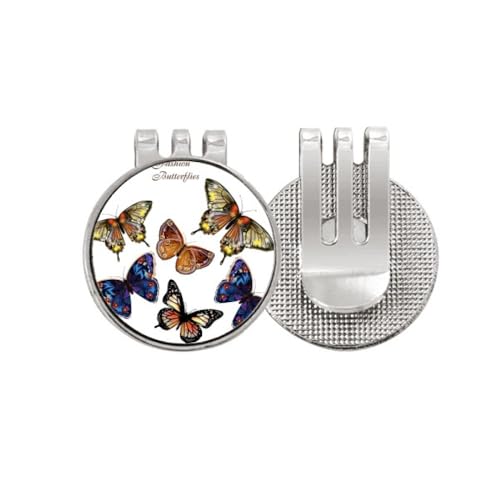 Marqueur de balle de golf ailes de papillon avec clip de casquette aimanté en émail chic