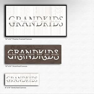 Grandkids personalized art gift for grandparents whitewashed wood 95×26 block mount  urban country home decor