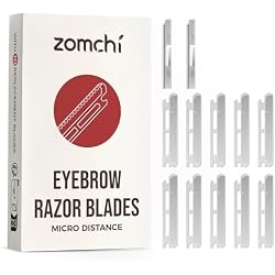 ZOMCHI Reusable Metal Dermaplane Tool Refills, Set of 10 Replacement Blades (Micro Distance), Dermaplaning Razor Refills, Plastic Free Eyebrow Razor Blades