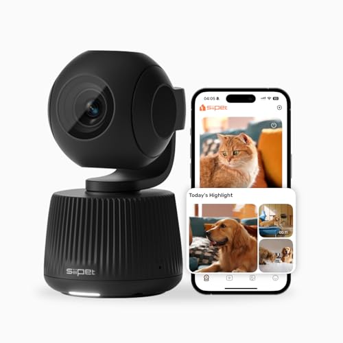 SiiPet AI Pet Camera for Dogs & Cats &ndash; Multi-Pet Recognition, 360&deg; Pan/Tilt, Real-Time Pet...