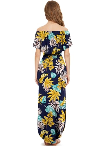 Image of LILBETTER Womens Off The Shoulder Ruffle Party Dresses Side Split Beach Maxi Dress