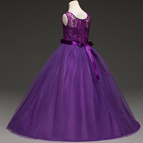 Big Girl Flower Lace Princess Tulle Long Dress for Kids Prom Formal Pageant Dance Gown3