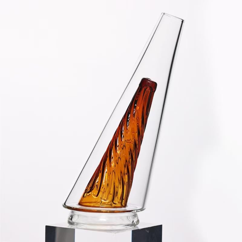 Double Wall High Borosilicate Glass Conical Flask, Clear Transparent Glass Vase Cup for DIY Art Crafts, Stained Glass Making, Home Decor & Multi-Purpose Daily Use (Brown)