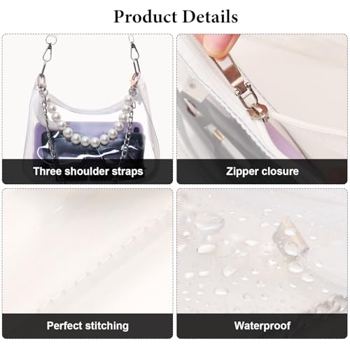 Heliltd Clear Purse for Stadium Events 7x2.8x6 inch Clear Bag Stadium Approved Bag 3 Strap Stadium Approved Bags for Concerts4