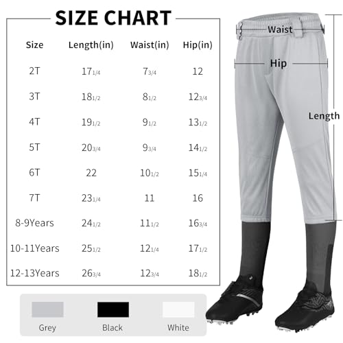 QBK 2T/3T/4T/5T to Youth Toddler Boys Knicker Baseball Pants Girl Softball Pants Kids Tee Ball Pants - Image 7