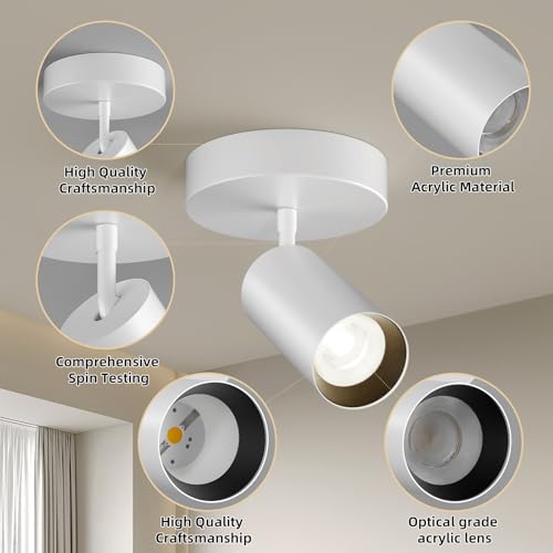 Image of Spotlight Indoor Ceiling LED Light,1 Light 20W Modern Spot Light Fixtures 4000K White Accent 300Adjustable Picture Painting For Living Room Bedroom Hallway Gallery Flush Mount Directional Lighting