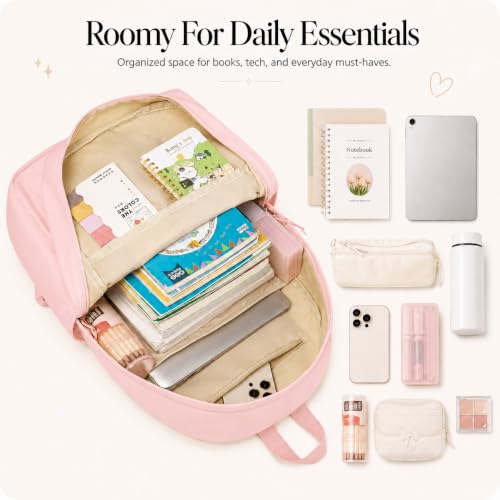 Image of BTOOP School Backpack for Teens Large Corduroy Bookbag Lightweight 15.6 inch Laptop Bag for Girls Women Casual High School College
