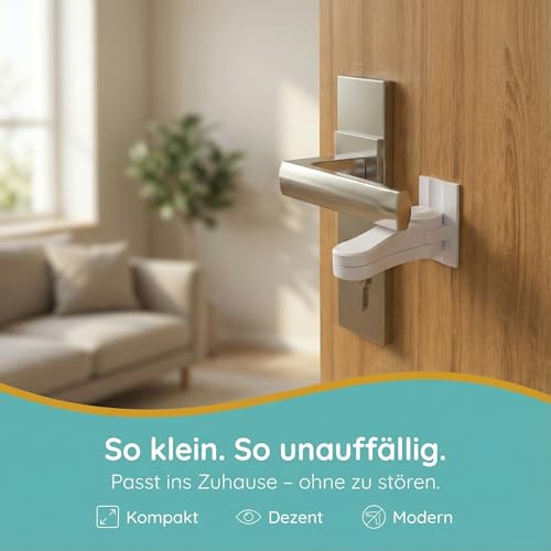 Homery Türsicherung Kinder [2 Stück] – Kindersicherung Tür, Türsicherung ohne Bohren für Türklinke & Türhebelschloss, Türschloss Kindersicherung innen, Türklinken Stopper ohne Bohren
