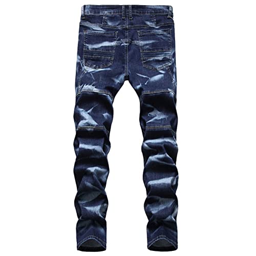 Pantalon en jean coupe slim taille moyenne avec poches effet usé