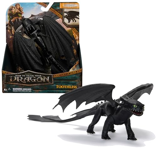 Dreamworks Dragons - Figura Dragón Desdentao de Cómo Entrenar a tu Dragón, Mueve sus Alas, Figura de Acción Articulada de 23 cm Furia Nocturna - 6074363 - Juguetes Niños 4 Años +, Regalo Niño 4 Años+