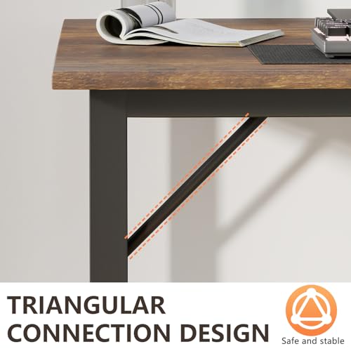 Image of BestOffice Computer Desk,Home Office Desk, Modern Simple Style for Home Office Study Writing (Brown, 55 Inch)