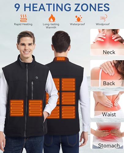 Image of Softshell Heated Vest for Men with 10000mAh Battery,Electric Heating Golf Vest,Windproof Vest for Winter Outdoor,3 Heat Levels Warm Winter for Hunting Skiing Cycling Camping(Medium)