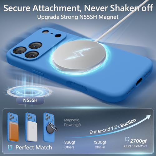 Image of FireNova Magnetic for iPhone 17 Pro Case, Compatible with MagSafe, [Integrated Silicone Camera Control Button] [Camera Protection] Anti-Scratch Microfiber Lining Phone Case, 6.3 inch, Blue