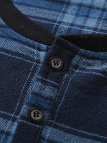 Esenchel Men's Cotton Flannel Henley Nightshirt Long Sleeve Nightgown3