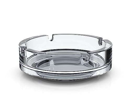 Clearfee Aschenbecher aus Glas | Glasaschenbecher | Spülmaschinenfest | Stapelbar | Klar Rund | 4 Ablagestellen Ø 10 4cm (1 Stück)