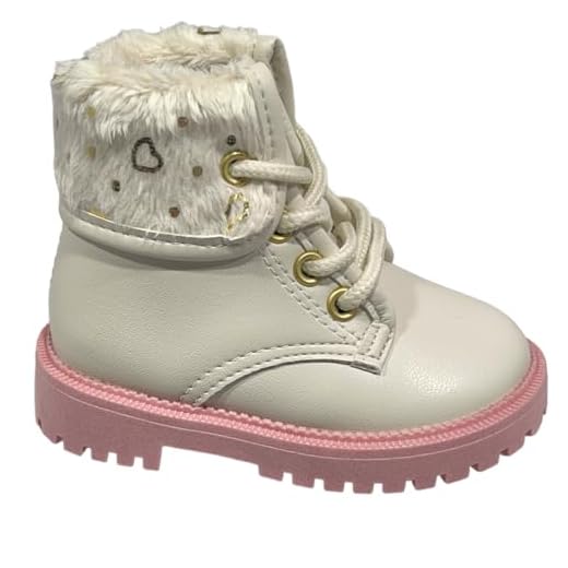 Molekinha, Bota Coturno Tratorada Infantil Pelo Love Molekinha 2126.520 Cor:Branco Off/Creme Dourado;Tamanho:17