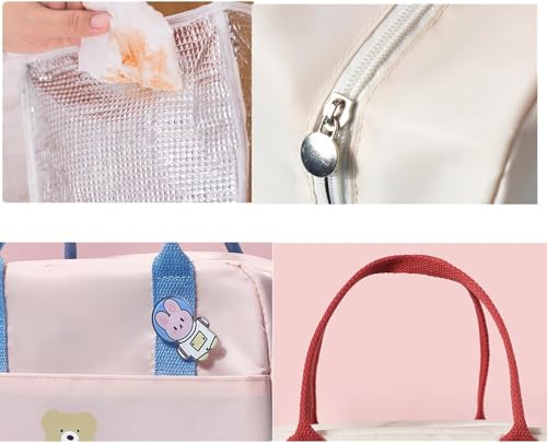 Image of Nibbler Insulated Lunch Bag for Office, School, Men, Women, Tiffin Pouch Bag, Hot & Cold Lunch Box Bags for Boys, and Girls (Cream)