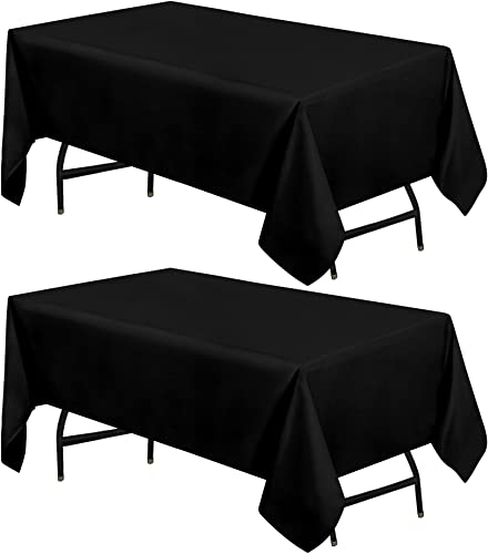 Utopia Kitchen Polyester-Tischdecke - 60 x 84 Inch (152 x 214 cm) Tischdecke - In der Maschine waschbar - Ideal für Partys, Veranstaltungen, Hochzeiten und Restaurants (2er-Pack, Schwarz) Cover