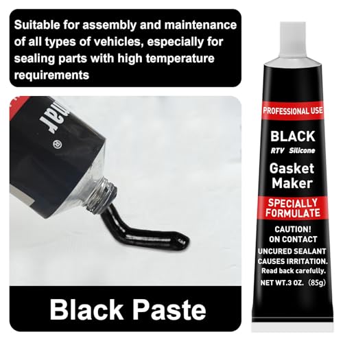 Image of 340g RTV Silicone Gasket Maker, Black Silicone Sealant Shockproof and Leakproof, High Temperature Resistant, RTV Sealant Can be Used in Engines, Transmissions, Superchargers and All Types of Gaskets