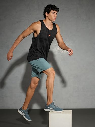 Image of TECHNOSPORT Men's Slim Fit Sleeveless Gym Vest Tank Top, VENTMESH Quick Dry Moisture Wicking Stretchable Vest for Gym Workout and Training