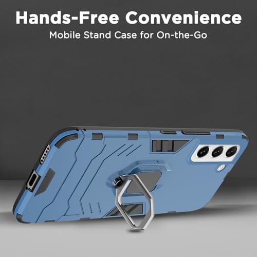 Image of Pikkme Back Cover for Samsung Galaxy S21 Fe 5G | 360 Protection | Ring Holder | Kickstand | Tough Armor Case (Blue)